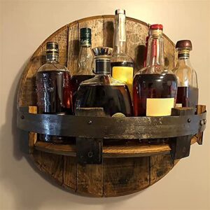 cektyh wall-mounted storage rack, wooden bourbon whiskey barrel shelf, kitchen barware organizer round display organizer stand bar shelves vintage liquor bottle home decor bar display shelf decor