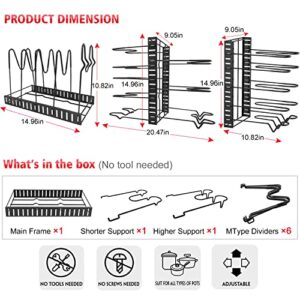 G-TING Pot Rack Organizers & Pull Out Cabinet Organizer, Adjustable Pots and Pans Organizer with 3 DIY Methods for Kitchen Organization, 12.44" W x 16.54" D Under Sink Slide Out Storage Shelf(2 Pack)