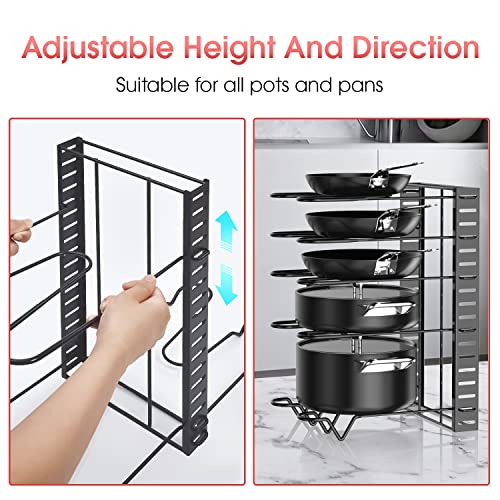 G-TING Pot Rack Organizers & Pull Out Cabinet Organizer, Adjustable Pots and Pans Organizer with 3 DIY Methods for Kitchen Organization, 12.44" W x 16.54" D Under Sink Slide Out Storage Shelf(2 Pack)