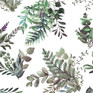 boho wallpaper peel and stick watercolor eucalyptus leaf wallpaper floral removable wallpaper green farmhouse wallpaper nursery decor 17.7in x 118in covering 14.53 sq. ft