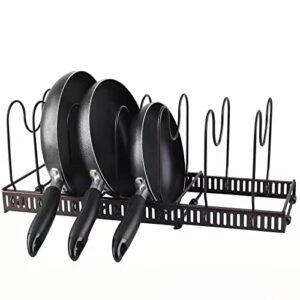 YANEYRIE Pot Rack Organizer,Pan Holder Rack with 7 adjustable Dividers,Pot Lid Organizer Holder for Kitchen Cabinet (Bronze)