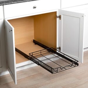 Hold N’ Storage Pull Out Cabinet Drawer Organizer, Heavy Duty-with 5 Year Limited Warranty- Slide Out Shelves, -14”W x 21”D - Requires At Least a 15-1/4” Cabinet Opening, Steel Metal, Black Finish