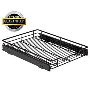 Hold N’ Storage Pull Out Cabinet Drawer Organizer, Heavy Duty-with 5 Year Limited Warranty- Slide Out Shelves, -14”W x 21”D - Requires At Least a 15-1/4” Cabinet Opening, Steel Metal, Black Finish