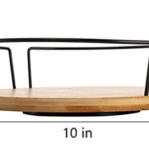 Lawei 10 Inch Lazy Susan Turntable, Bamboo Spinning Spice Rack Holder Kitchen Cabinet Counter Rotating Condiments Organizer for Spice Condiment Baking