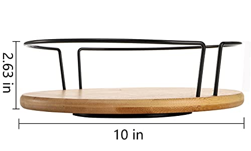 Lawei 10 Inch Lazy Susan Turntable, Bamboo Spinning Spice Rack Holder Kitchen Cabinet Counter Rotating Condiments Organizer for Spice Condiment Baking