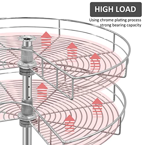 28 Inch Chrome Lazy Susan, 270° 2 Shelf Lazy Susan Turntable, Silver Blind Corner Shelf for Kitchen Condiments, Home Appliances & Dishes