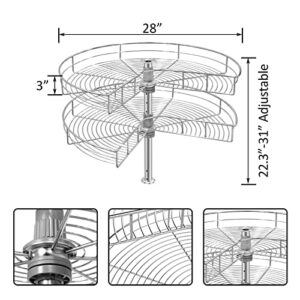 28 Inch Chrome Lazy Susan, 270° 2 Shelf Lazy Susan Turntable, Silver Blind Corner Shelf for Kitchen Condiments, Home Appliances & Dishes