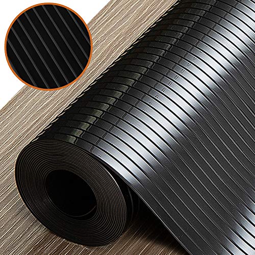 SinhRinh Drawer and Shelf Liner, 17.5IN x 10FT Non Slip Non Adhesive Cabinet Liner for Kitchen and Desk - Black Ribbed