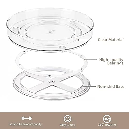 Mianhu 9 in Lazy Susan Cabinet Organizer, 1 Pack Plastic Clear Rotating Turntable Cabinet Organizers and Storage Bins for Pantry, Countertop, Fridge, Kitchen, Bathroom, Vanity