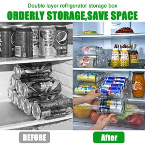 Soda Can Organizer for Refrigerator，Automatic Rolling Beverage Drink Can Storage Organizer,Plastic Dispenser Bin，Stackable Can Drink Holder for Fridge, Freezers, Cabinets,Camping