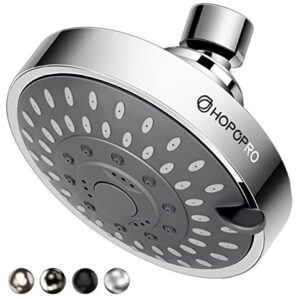 HOPOPRO NBC News Recommended 5 Modes High Pressure Shower Head 4.1 Inch High Flow Fixed Showerheads Bathroom Showerhead for Luxury Shower Experience Even at Low Water Pressure