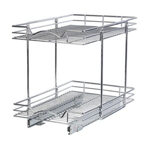 Hold N’ Storage 2 Tier Pull Out Cabinet Organizer Shelves – Heavy Duty Metal with 5 Year Limited Warranty -15"W x 21"D x 17-3/4"H