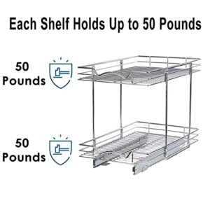 Hold N’ Storage 2 Tier Pull Out Cabinet Organizer Shelves – Heavy Duty Metal with 5 Year Limited Warranty -15"W x 21"D x 17-3/4"H