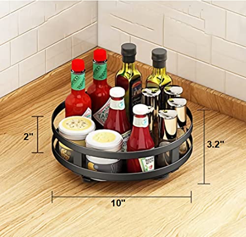 Turntable Spice Rack, 360 Degree Rotatable Seasoning Multi-Function Organizer with Suction Cup Feet for Cabinet Kitchen Refrigerator Bathroom Pantry Countertop Vanity