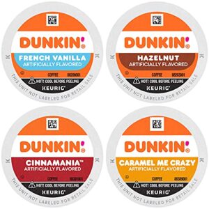 dunkin’ mixed flavor coffee variety pack, 60 keurig k-cup pods