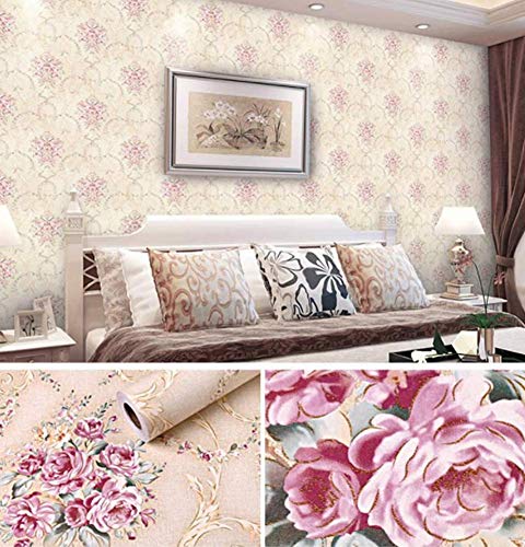 Simplemuji Light Yellow Floral Decorative Wallpaper Removable Self Adhesive for Kitchen Cabinets Closet Furniture Crafts Decor Sticker 45x250cm