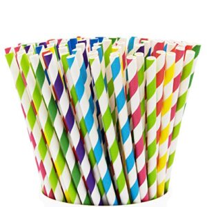 paper drinking straws [200 pack] 100% biodegradable – assorted colors