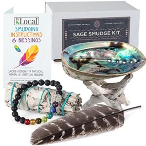 white sage smudging kit smudge stick gift kit + instructions & blessings (beginner’s kit)