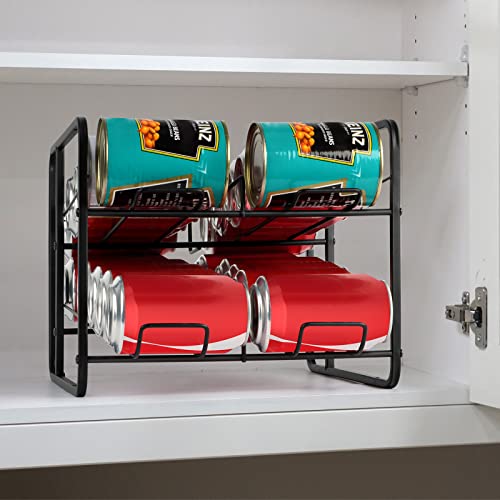 Can Organizer for Pantry Soda Can Organizer for Refrigerator Beverage Dispenser Can Storage Organizer Rack for Refrigerator, Cabinet, Pantry, Black