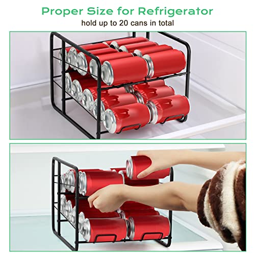 Can Organizer for Pantry Soda Can Organizer for Refrigerator Beverage Dispenser Can Storage Organizer Rack for Refrigerator, Cabinet, Pantry, Black