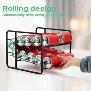 Can Organizer for Pantry Soda Can Organizer for Refrigerator Beverage Dispenser Can Storage Organizer Rack for Refrigerator, Cabinet, Pantry, Black