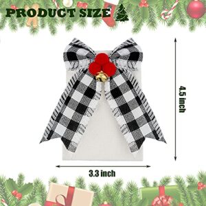 12 Pieces Christmas Silverware Holder Burlap Utensil Holder Xmas Tableware Holder Buffalo Plaid Cutlery Fork Bag for Christmas Party Dinner Tableware Decoration (Black and White)