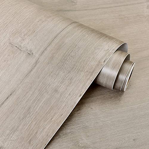 TaoGift Self Adhesive Vinyl Light Grey Wood Shelf Liner Paper Furniture Sticker for Kitchen Cabinets Door Table Cupboard Desk Walls Carfts 15.7"x117"