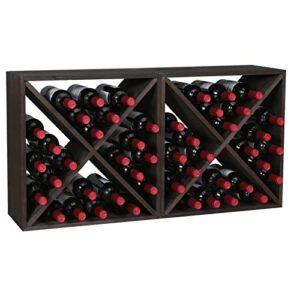 fdhuijia wine racks countertop solid wood stackable storage rustic retro cube 48-bottle wooden wine rack wine cabinet