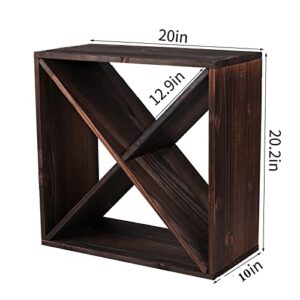 FDHUIJIA Wine Racks countertop Solid Wood Stackable Storage Rustic Retro Cube 48-Bottle Wooden Wine Rack Wine Cabinet