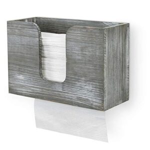 mygift rustic graywashed solid wood bathroom paper towel holder wall mount refillable hand towel dispenser