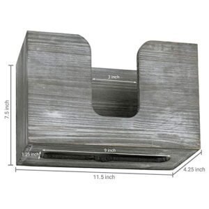 MyGift Rustic Graywashed Solid Wood Bathroom Paper Towel Holder Wall Mount Refillable Hand Towel Dispenser