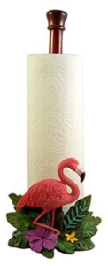 tropical flamingo and palm leaf paper towel holder, 15 inches