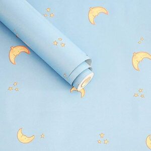 HOYOYO 17.8 x 78 Inches Self-Adhesive Liner Paper, Removable Shelf Liner Wall Stickers Dresser Drawer Peel Stick Kitchen Home Decor, Blue Moon