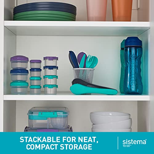 Sistema To Go Collection Mini Bites Small Food Storage Containers, 4.39 oz./130 mL, Pink/Green/Blue, 3 Count