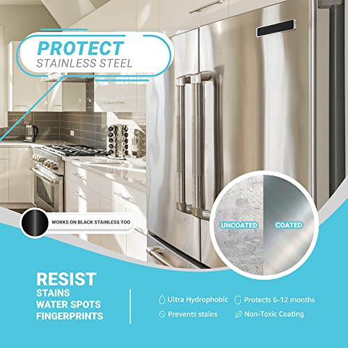 Lifeproof Home Ceramic Coating Spray Kit - Shine, Seal, & Protect Stainless Steel, Appliances, Countertops, Glass & More Kitchen + Bath Surfaces - Repels Stains, Grime, Fingerprints, Liquids & More!