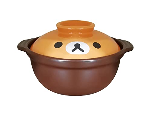 Korean Premium Cartoon Pattern Ceramic Brown Casserole Clay Pot with Lid,For Cooking Hot Pot Dolsot Bibimbap and Soup (8in,44oz)