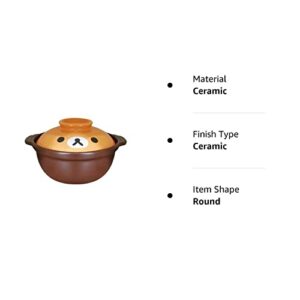 Korean Premium Cartoon Pattern Ceramic Brown Casserole Clay Pot with Lid,For Cooking Hot Pot Dolsot Bibimbap and Soup (8in,44oz)