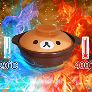 Korean Premium Cartoon Pattern Ceramic Brown Casserole Clay Pot with Lid,For Cooking Hot Pot Dolsot Bibimbap and Soup (8in,44oz)