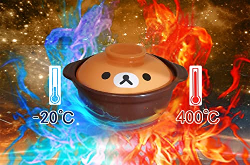 Korean Premium Cartoon Pattern Ceramic Brown Casserole Clay Pot with Lid,For Cooking Hot Pot Dolsot Bibimbap and Soup (8in,44oz)