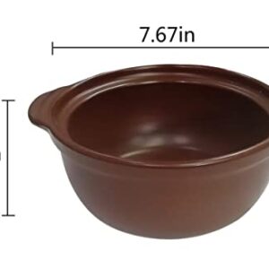 Korean Premium Cartoon Pattern Ceramic Brown Casserole Clay Pot with Lid,For Cooking Hot Pot Dolsot Bibimbap and Soup (8in,44oz)