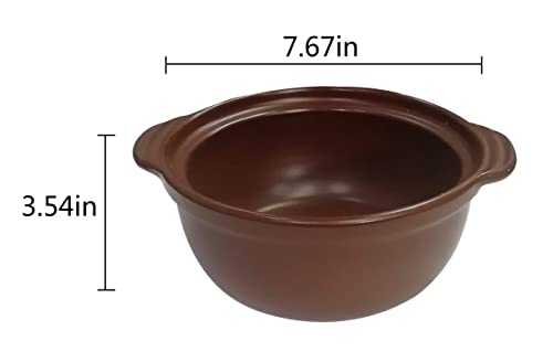 Korean Premium Cartoon Pattern Ceramic Brown Casserole Clay Pot with Lid,For Cooking Hot Pot Dolsot Bibimbap and Soup (8in,44oz)