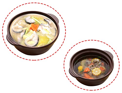 Korean Premium Cartoon Pattern Ceramic Brown Casserole Clay Pot with Lid,For Cooking Hot Pot Dolsot Bibimbap and Soup (8in,44oz)