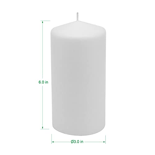 Stonebriar Tall 3x6 Inch Unscented Pillar Candles,White, 6 count