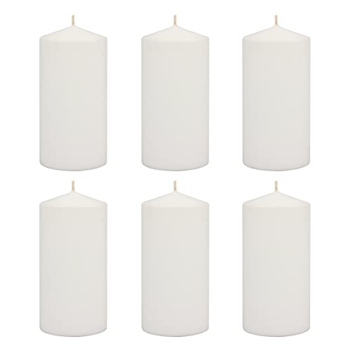 Stonebriar Tall 3x6 Inch Unscented Pillar Candles,White, 6 count