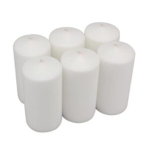 Stonebriar Tall 3x6 Inch Unscented Pillar Candles,White, 6 count