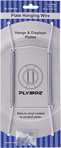 Plymor White Vinyl Finish Wall Mountable Plate Hanger, 8" H x 3" W x 0.5" D (For Plates 10" - 14")