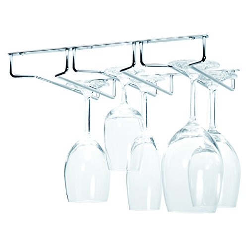 Oenophilia Under Cabinet Stemware Rack, Wine Glass Holder Under Cabinet Kitchen, Chrome Finish, Holds 6-9 Glasses Depending on Style