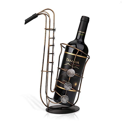 PIBM Stylish Simplicity Saxophone Style Wine Rack Bar Restaurant Home Decorations Creative Personality Metal Gold Retro Old Porch Desktop Ornaments Beautiful and Elegant