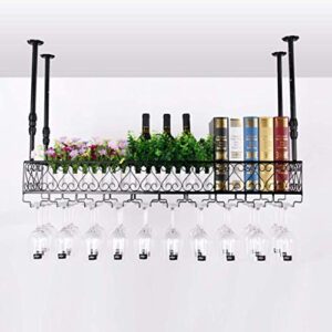 PIBM Stylish Simplicity Wine Rack Wine Rack Adjustable Height, Ceiling Mounted Hanging Wine Bottle Holder Metal Iron Wine Glass Holder High Cup Holder Wine Rack Wall Hanging, Bronze , 30*25CM