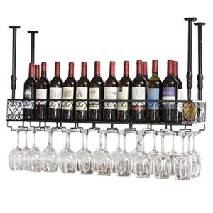 PIBM Stylish Simplicity Wine Rack Wine Rack Adjustable Height, Ceiling Mounted Hanging Wine Bottle Holder Metal Iron Wine Glass Holder High Cup Holder Wine Rack Wall Hanging, Bronze , 30*25CM